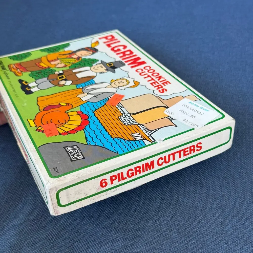 Fox Run Craftsmen Pilgrim Cookie Cutters 6 Metal 3631 Vintage 1980’s USA w/ Box